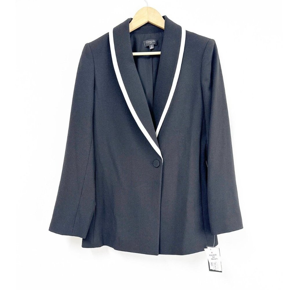 Tahari ASL Women's Black Shawl Collar Blazer Jacket Size 8